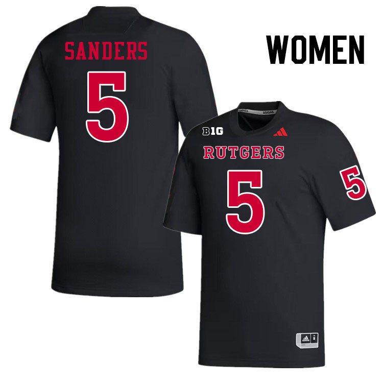 Women #5 Kaj Sanders Rutgers Scarlet Knights 2024 College Football Jerseys Stitched-Black